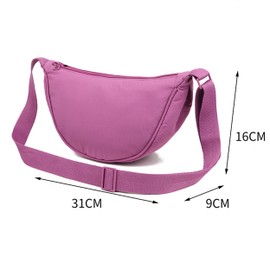 AOSSTA Crescent Bag for Women, Nylon Crescent Bags Hobos Crossbody Bag Portable Crescent Purse with Adjustable Strap Multi Color Chest Bag Shoulder Bag Fanny Packs (Black)