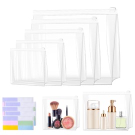 Circloophs 30 Pack Large Clear Makeup Bag Organizer Cosmetic Zipper Pouch Travel Pouches for Toiletries Transparent EVA Reusable Wash Bags Waterproof Plastic Clear Gift Bags Bulk, Mixed Sizes