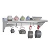 HALLY Stainless Steel Shelf with 6 Hooks 12" x 36"