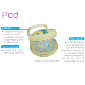 MAM Pod Schnullertasche, praktisch für die Aufbewahrung von 2 Schnullern, Schnullerbox mit Klettverschluss zur flexiblen Befestigung, beige