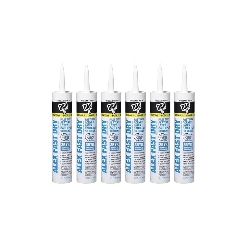 Alex Fast Dry Acrylic Latex Plus Silicone Caulk, 10.1 oz,