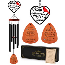 Cardinal Wind Chimes for Loss of Loved One, 28" Memorial Wind Chimes for Outside, Cardinal Sympathy Bereavement Condolence Funeral Windchime Gifts for Loss of Mother Mom