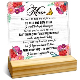Christmas Gift For Mother Mom, Birthday Thanksgiving Mothers Day Gift, Acrylic Plaque With Wooden Stand Desk Decor, I Love And Appreciate You Sign