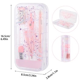 8 Pcs Math Geometry Set, Geometry Compass Sets School Drawing Compass and Protractor Set for Students' Mathematics Teaching and Learning Drawing Geometric Figures Kids Stationery Gifts Pink