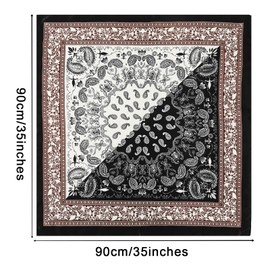 35” Large Square Satin Head Scarf - 3Pcs Satin Hair Scarves Silk Bandana Scarf Beach Headscarf Silk Feeling Scarf for Women Girls (Cashew(pinkish Purple/Navy Blue/Black))