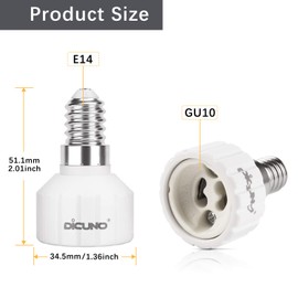 DiCUNO DiCUNO Lampenadapter E14 auf GU10 Lampenfassung Konverter, Lampensockel von E14 auf GU10 fr Glhbirnen, LED Lampen, Max. Leistung 200W, 0-250V, Hitzebest?ndig bis 160C, 6er Pack