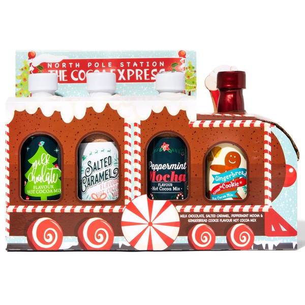 Thoughtfully - Cocoa Christmas train gift set with 4 different flavours such as gingerbread and salted caramel