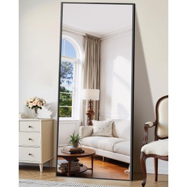 InfiniGlass 76"x34" Floor Mirror Full Length - Standing Mirror with Aluminum Alloy Frame, Large Body Mirror for Bedroom, Living Room, Wall Mounted or Leaning