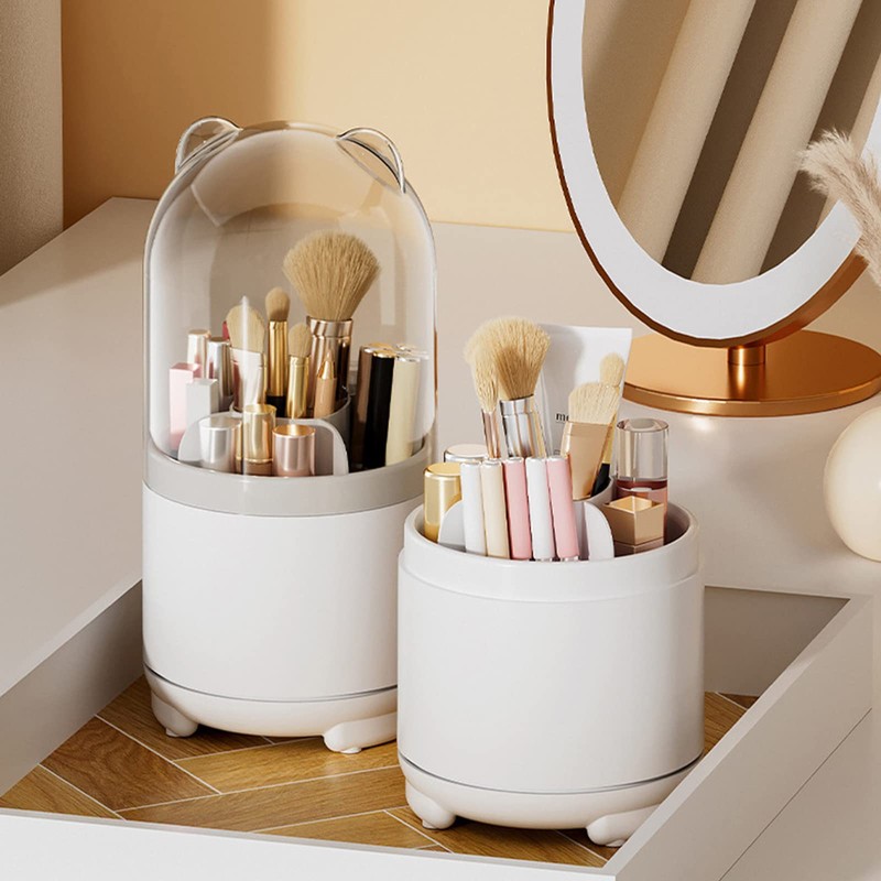 GNCLOUD Makeup Brush Holder With Lid, Makeup Organiser, Makeup Organiser