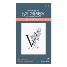 Spellbinders Floral V and Sentiment Press Plate from The Every Occasion Floral Alphabet Collection