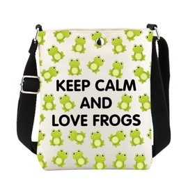 Frog Crossbody Bag Keep Calm and Love Frogs Gifts for Frog Lovers Small Cross Body Bucket Bag with Shoulder Strap (24925 Frog Crossbody)