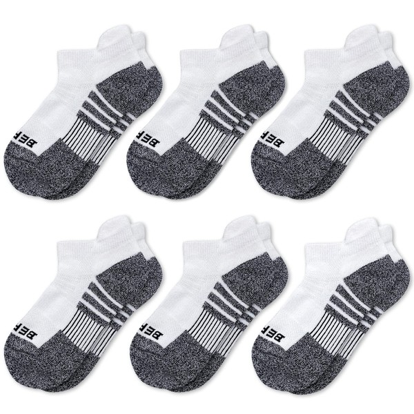 BERING Kids' Athletic Cushioned Ankle Socks 6 Pairs Low Cut Tab for Youth Boys Girls