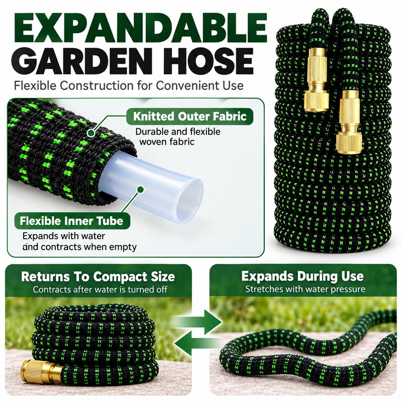 Flexible Garden Hose for Watering & Car Washing – 1/2in