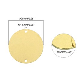 QUARKZMAN Pack of 20 Brass Round Stamping Blanks DIY Label Tags 25 mm/0.98 Inch for Crafts, Pendant Decoration, 1.5 mm/0.06 Inch Double Hole, Yellow, Brass