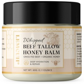 Lemcuh Beef Tallow & Honey Balm for Mature Skin – Repair Moisturizer with Jojoba Oil & Vitamin E – Natural Tallow Cream for Fragile, Dry or Aging Skin – Unscented, Non-Greasy, 2oz