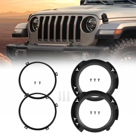 Gallnack 7" Round Headlight Mounting Bracket Ring Compatible with 2007-2018 Jeep Wrangler JK 2PCS Headlight Metal Ring Bracket Black