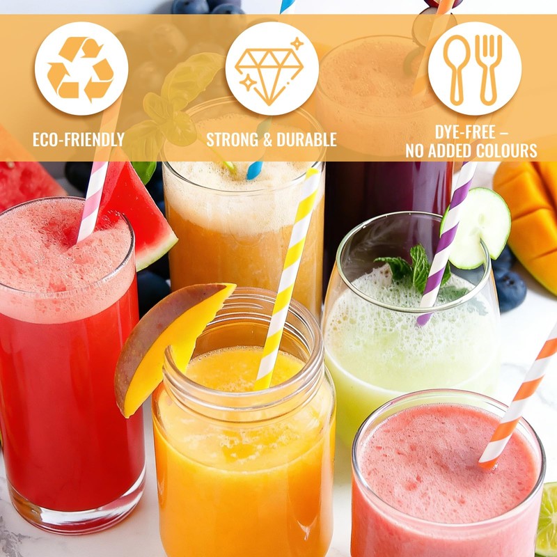 Lychico 300 Pack Paper Straws, Biodegradable Drinking Straws Assorted Colours,