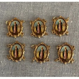 Miraculous Medal Of Our Lady Of Grace Links Beads Connectors Gold Tone