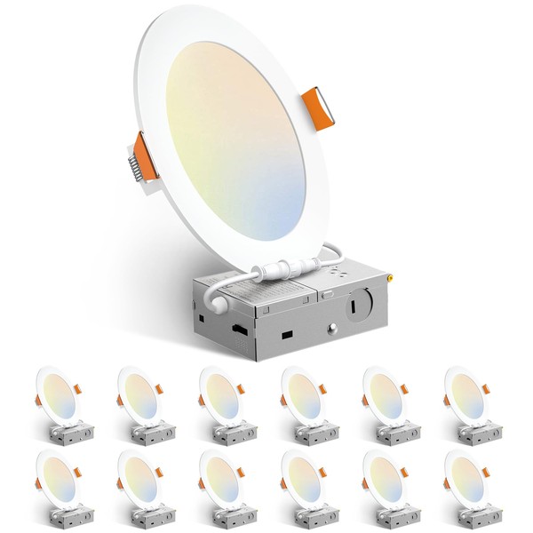 Amico 12 Pack 6 Inch 5CCT Ultra-Thin LED Recessed Ceiling