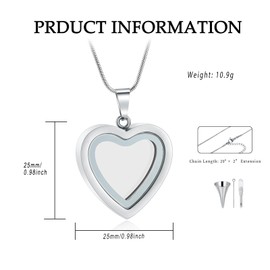VCCWYQK Cremation Jewelry Glass Heart Urn Necklace for Ashes Stainless Steel Memorial for Ashes Keepsake Pendants for Women (A)