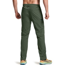 CQR Men's Lightweight Vent Hiking Pants, Water-Resistant & Breathable Sports Outdoor Athletic Pants with Elastic Waist, Ascend Crux Lichen, 40W x 32L