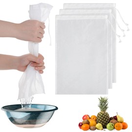 Straining Nylon Nut Milk Bag 3 Pack 24 X 36cm Fine Mesh Cheese Cloth Multiple Usage Reusable Food Strainer for Basting Turkey Canning Cheese-Making Straining Crafting Juice Coffee Yogurt Tea- White