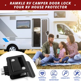 2 Pack RV Door Locks for Travel Trailers with Paddle Deadbolt, Black Camper Entry Door Latch, RV Lock Replacement Kit with Keys, for Cargo Hauler Horse Trailer Truck