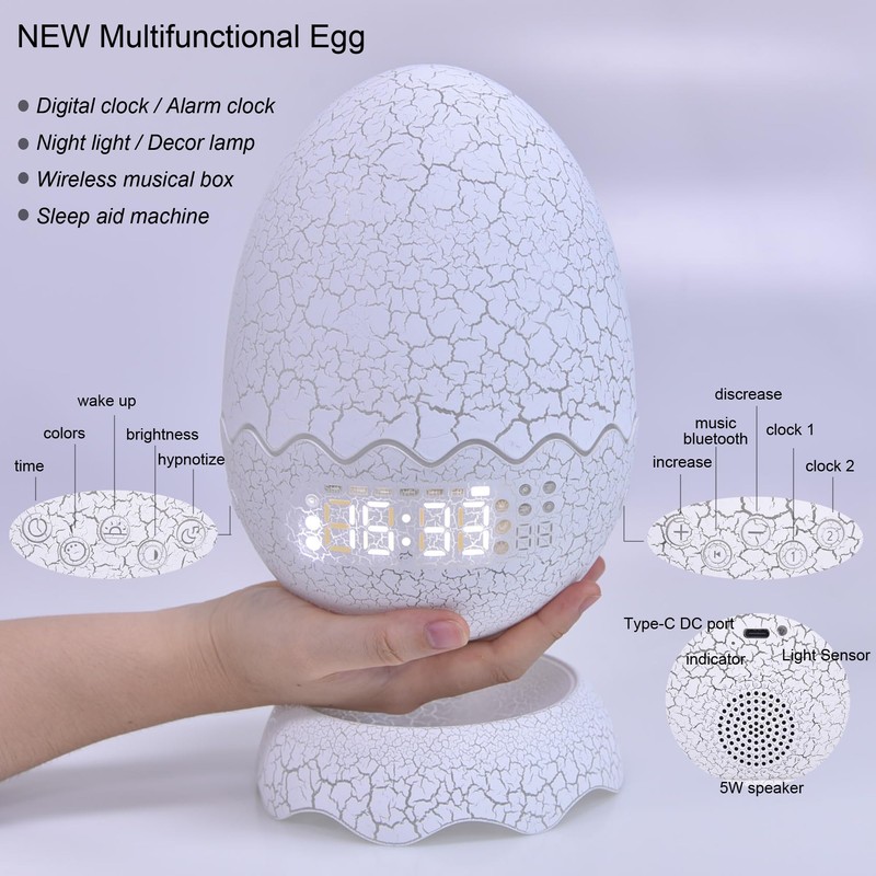 Unique Dragon Egg Digital Clock Ok to Wake Up Alarm