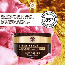 Yves Rocher RICHE CRÈME Anti-Wrinkle Night Cream Regenerating Anti-Ageing Cream with Oil of 1000 Roses for Intensive Cell Regeneration 50 ml