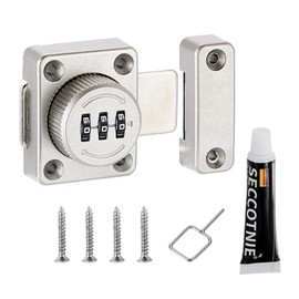 PATIKIL Cabinet Password Latch, Zinc Alloy Keyless Combination Lock 3-Digit Password Cabinet Lock Safety Lock for Cabinet Drawer Cupboard, Silver