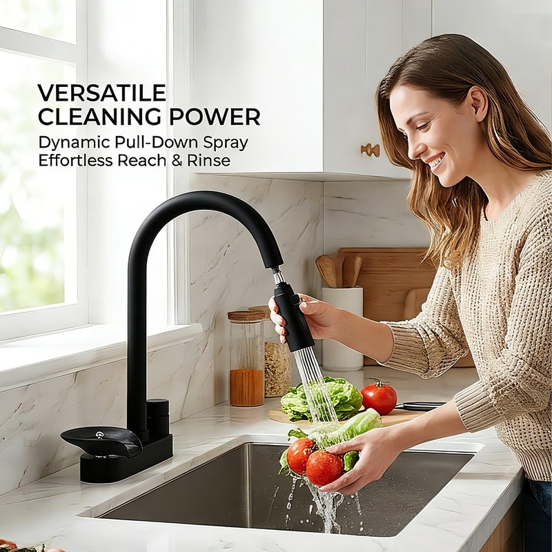 Swiwikai Kitchen Faucet with Pull Down Sprayer & Glass Rinser,