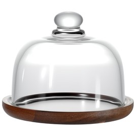 MKLZ Large Glass Butter Dish with Lid, Clear Domed Cheese Dish with Handle, Round Cute Butter Tray with Cover for Table, Kitchen Countertop, Refrigerator