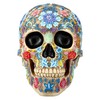 Skull Figurine with Floral Pattern - 16 cm Height, Bone