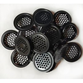 NIDETION Black Soffit Vents 35mm / 1.37” Stainless Steel Circular Round Mesh Hole Air Vents for Kitchen Bathroom Cabinet Wardrobe (Flat, 20Pcs)