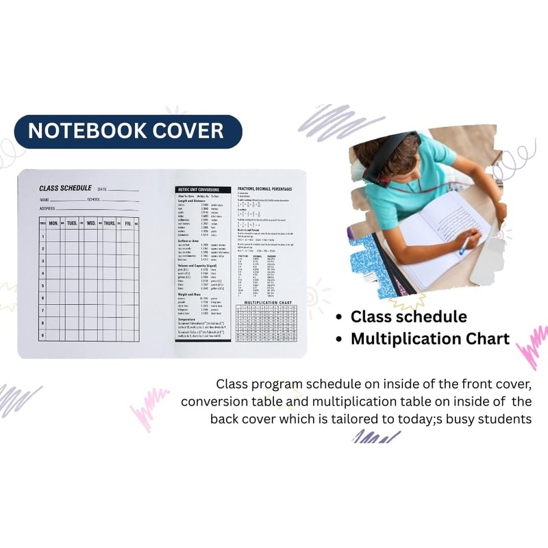 CLEENTABLE Compsition Notebook 5 Pack, Mixed College Ruled Paper, Notebooks