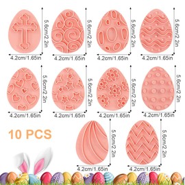 OUDQFCJ 10-teiliges Ostern Plätzchenformen Set, 3D Ostereier Stempel Set, Plätzchenformen für Ostern DIY Backen (Eierformen)