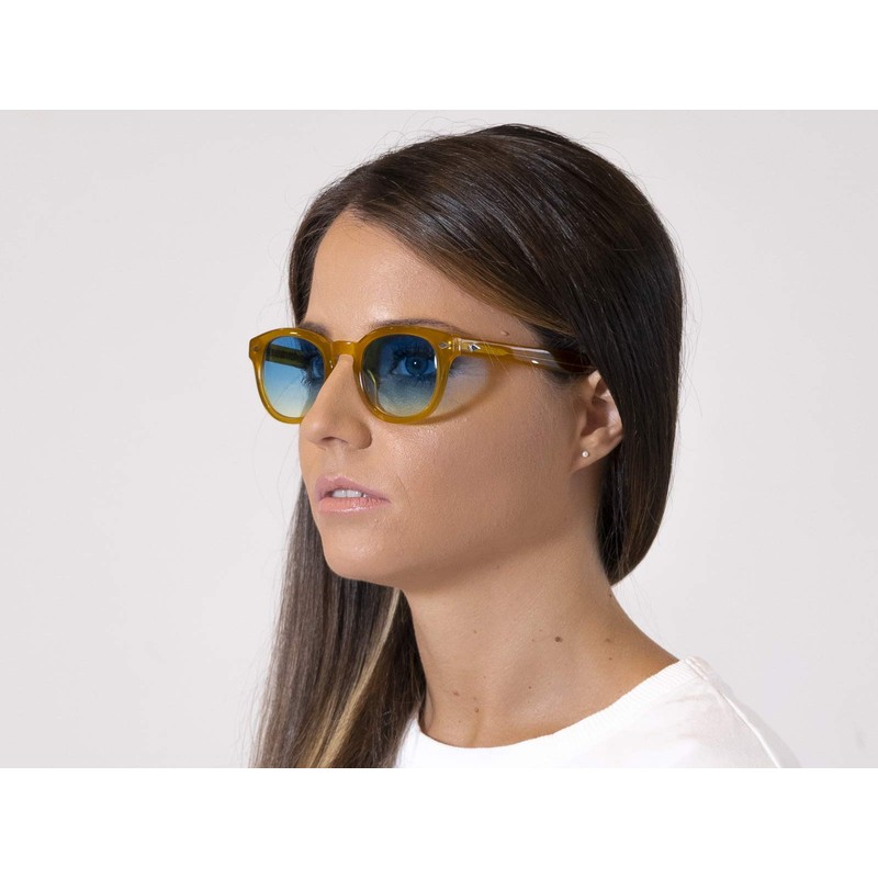 X-LAB XLAB Unisex Moscot Style Sunglasses 8004, Yellow/Sky Blue