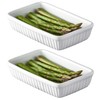 Rectangular Roasting Dish 17.5x5.5x11.5cm White Ribbed Ceramic 18cm Oven Baking