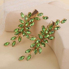 Rumtock 2pcs Emerald Green Rhinestones Beads Hair Clip for Wedding Brides Women Hair Piece Easy to Wear Hair Accessories (Green)