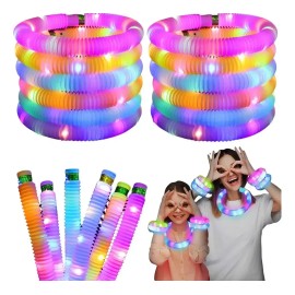 12 Pulseras Elásticas De Neón Luz Led Para Fiestas Batucada