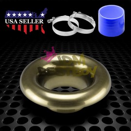 JDMBESTBOY 4" Bronze Short Ram Cold Air Intake Turbo Horn Aluminum Alloy Velocity Stack Adapter Kit with Silicone Hose