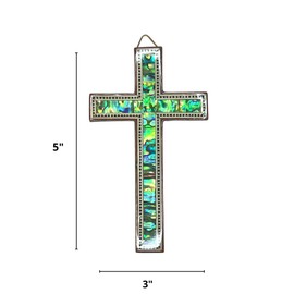 3 ARCHES USA Wooden Wall Cross With Mother of Pearl Handmade- Small 5" Height