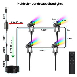 SUNTHIN Outdoor Landscape Lighting with Remote, RGBW Color Changing Spot Uplights,4 Pack