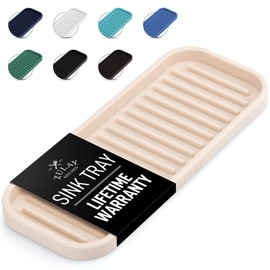 Zulay (9x3.5) Silicone Sponge Holder for Kitchen Sink - Flexible Multipurpose Soap Tray - Sink Organizer for Kitchen, Bathroom, Makeup, Trinkets & More (Ivory)