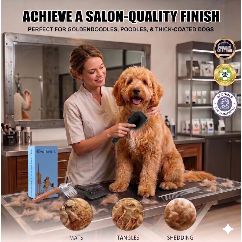 Large 3 in 1 Long Pin Dog Slicker Grooming Brush