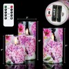DRomance Pink Hydrangea Glass Flameless Candles with Remote Timer Battery