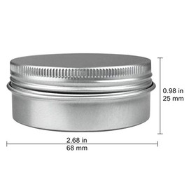 Paquete de 48 latas redondas de aluminio con tapa de rosca de 2 oz/60ml, recipientes de almacenamiento de metal resistentes a la oxidación con tapa de rosca para bálsamo labial, cosméticos, velas