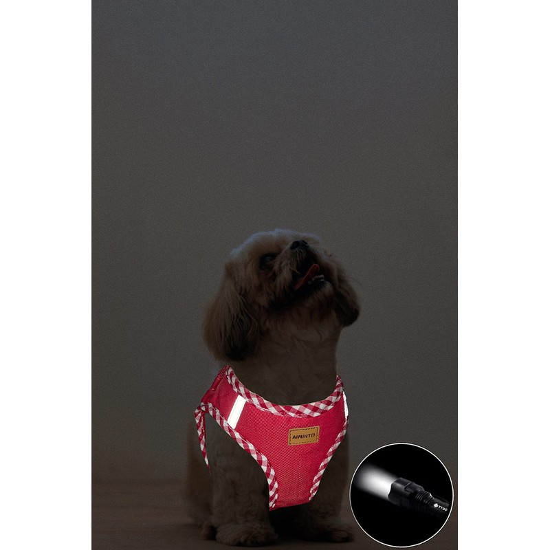 Aiminto Denim Dog Harness & Leash Set, Breathable Mesh, Lightweight,