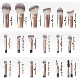 MAANGE Brochas de Maquillaje con Estuche 18 Piezas Set de Brochas para Maquillaje Profesional Juego de Brochas Kabuki Sintético Premium Sombra de Ojos