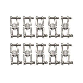 10Pcs M5 Double Swivel Eye Hook, 304 Stainless Steel Jaw x Jaw Chain Swivel Anchor Connector Clevis Double Shackle Ring for Boat, Hanging